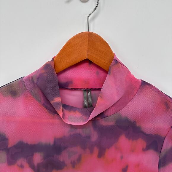 ANTHROPOLOGIE Mesh Colorful Turtleneck Top Blouse  // M - Picture 4 of 11